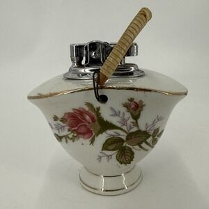 Vintage Pompadour Rose (Gold Trim) Cigarette Lighter-Lipper & Mann-Not Working